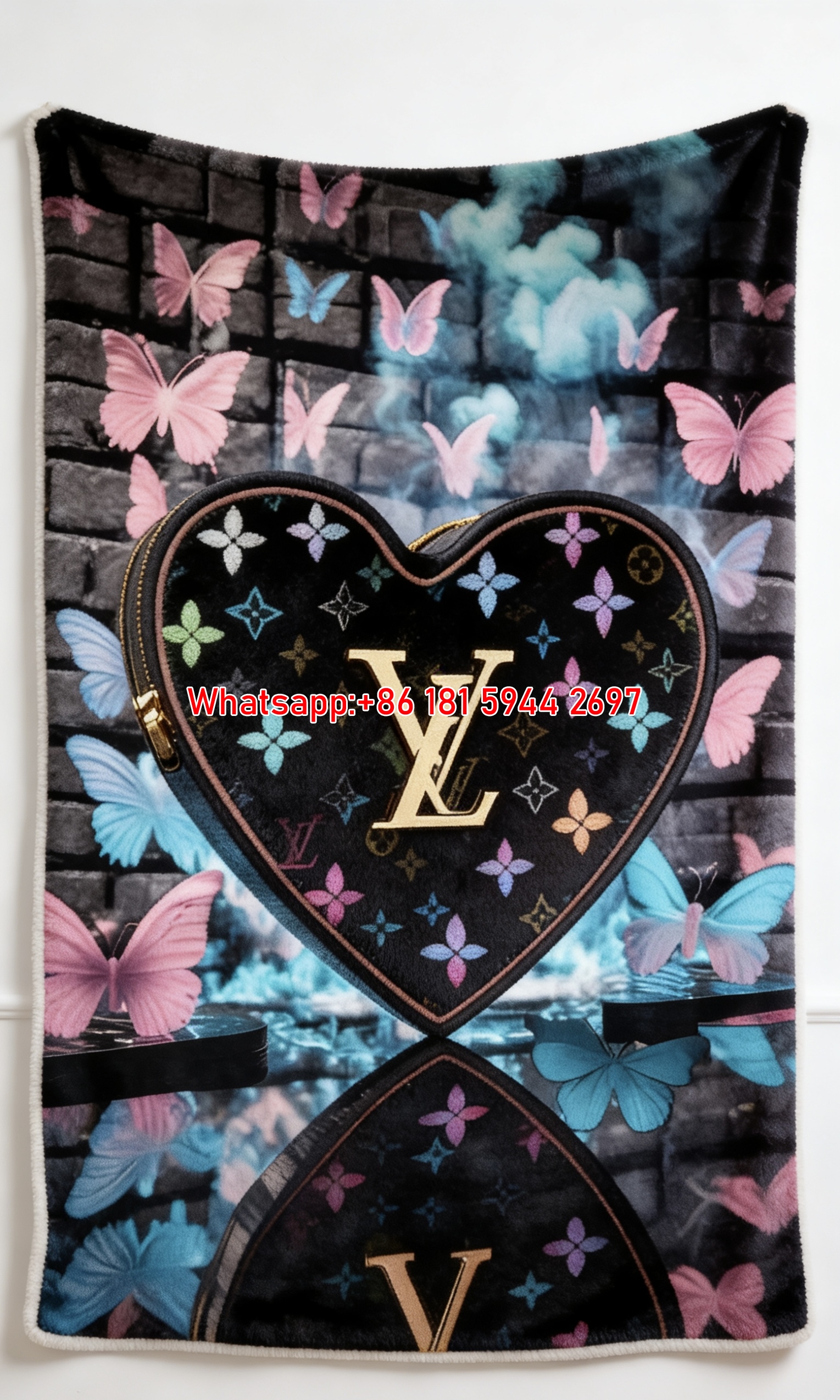Colorful Monogram LV Flannel Throw Blanket 410
